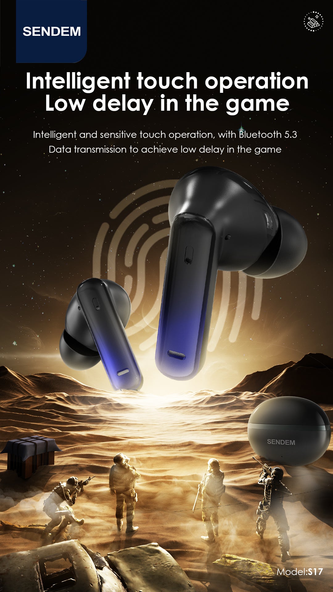 S17 ANC noise-cancelling wireless in ear bluetooth headset