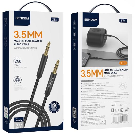 A02 3.5mm plug to 3.5mm plug aux cable 2 meter