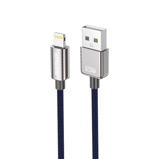 كابل شحن سريع T55-Lightning- مصنوع من سبائك الزنك بقوة 120 وات