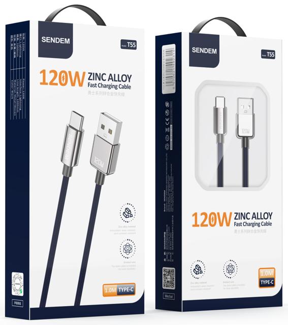 T55 -Type C- zinc alloy 120W fast charging cable