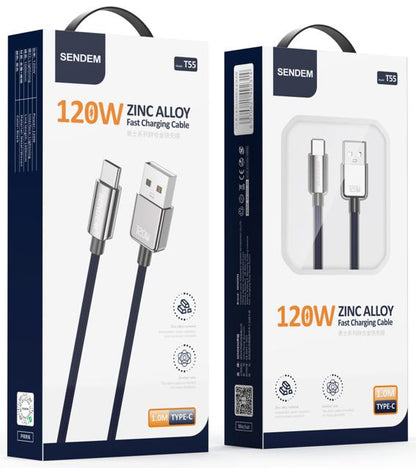 T55 -Type C- zinc alloy 120W fast charging cable