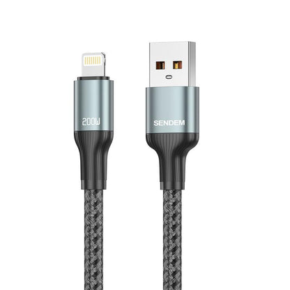 كابل شحن سريع مضفر M52-lightning- بقوة 200 واط وبطول 1 متر