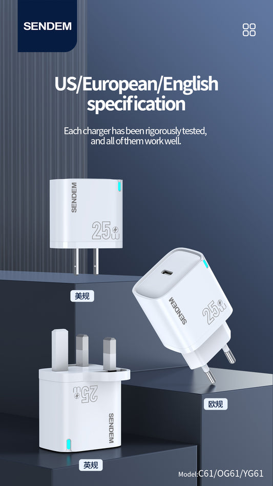 SENDEM -25W Charger - TYPE C - PDOG61